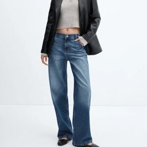 Mango Low Rise Wide Leg Jeans